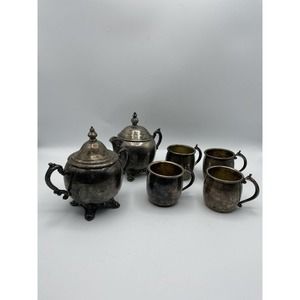 Vintage F.B. Rogers Silver Co. 2.5" Espresso Children’s Cup Set 4 Creamer Sugar